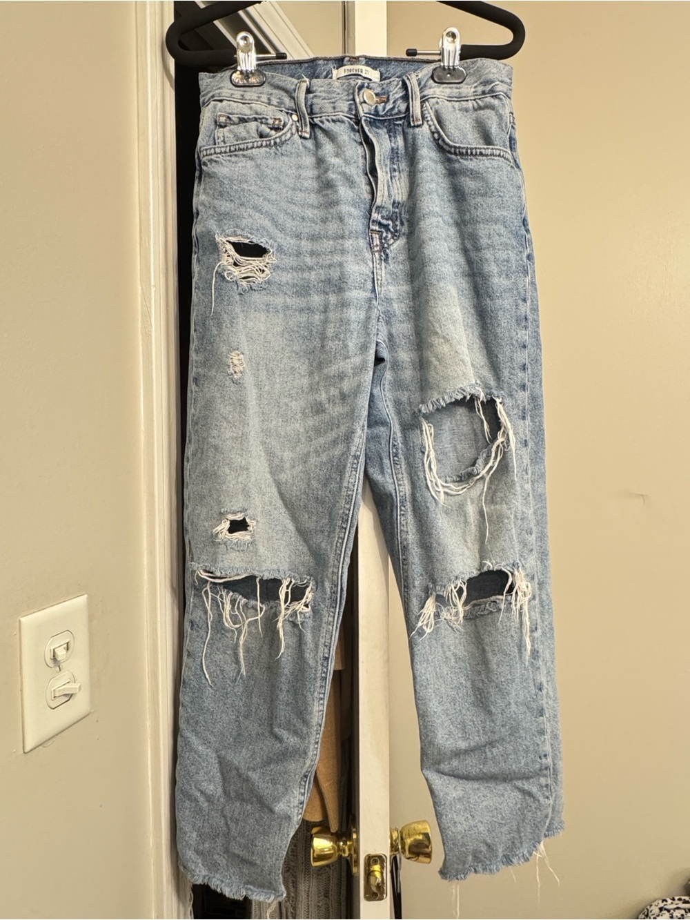 Forever 21 Light Blue Distressed Jeans
